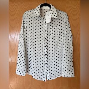 Zimmermann 100% silk White Polka Dot Button-Up Shirt. New!